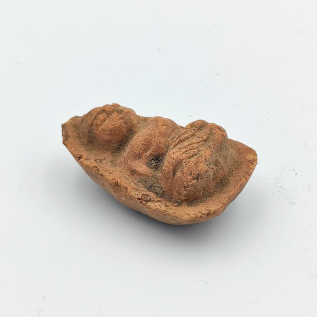 古代印度支那 粘土 坐佛念珠祈愿牌 - 40 mm  (没有保留价) #3.2