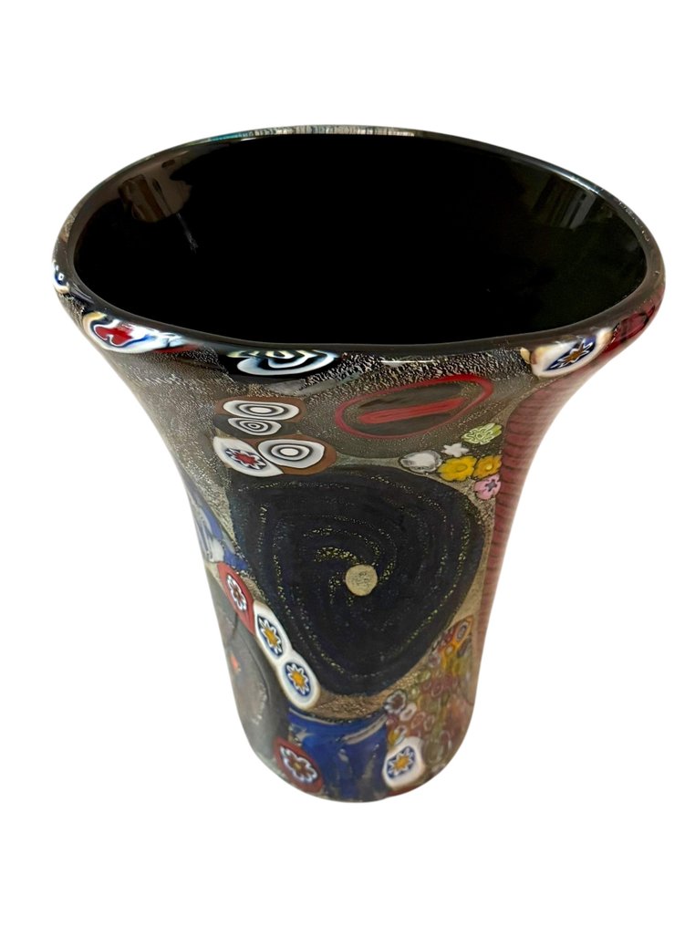 Vaas - Murrine Millefiori - Muranoglas - Nero con Argento #3.2