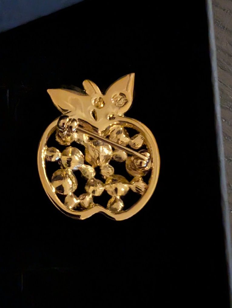 塑像, Swarovski broche appel - 3 cm - 金属, 铑金镀层 #1.0