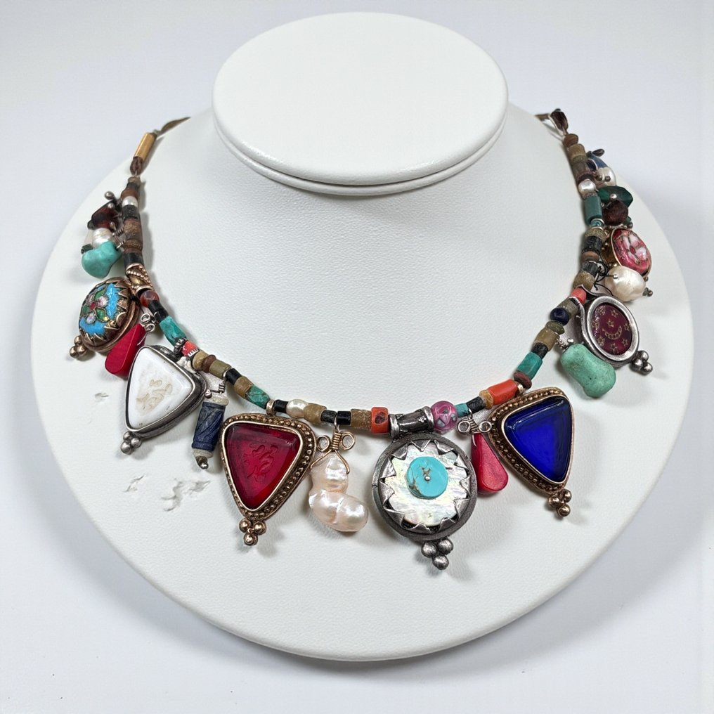 銀 - 頸鏈 - 一条带有来自不同地区吊坠的宝藏项链 #1.0