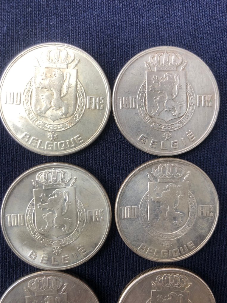 Belgia. 100 Francs 8 stuks diverse jaren  (Ingen reservasjonspris) #2.1