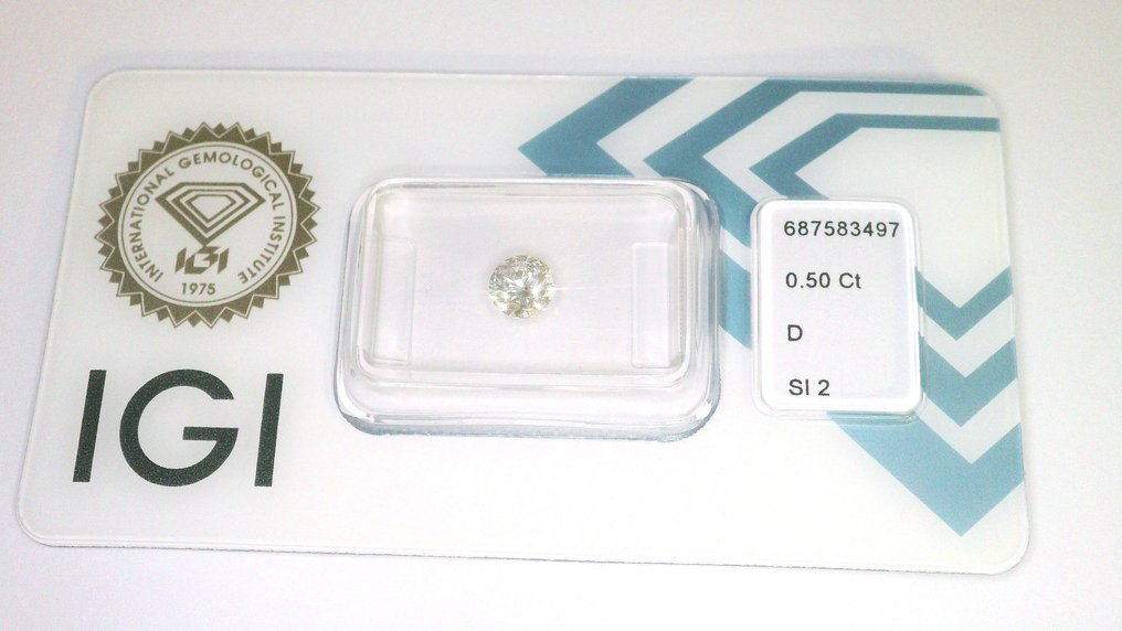 2 pcs Διαμάντι (Φυσικό) - 1.00 ct - Στρογγυλό - D (άχρωμο) - SI2 - International Gemological Institute (IGI) #4.3