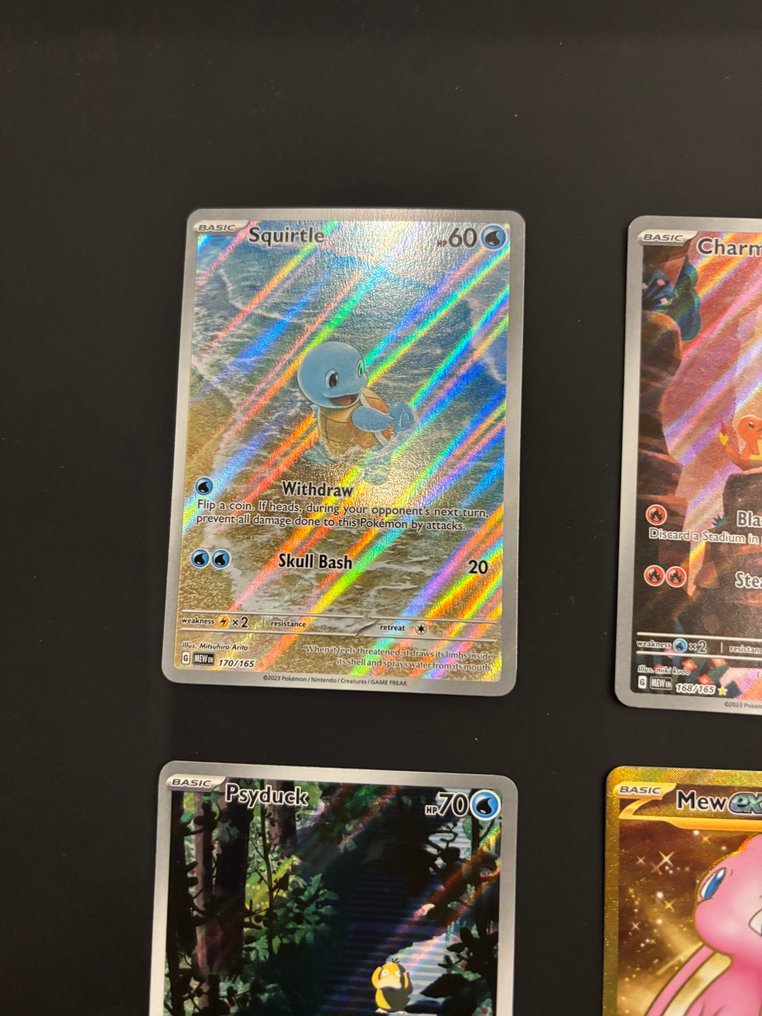 Pokémon - 4 Card - Squirtle, Charmander, Psyduck, Mew Artă completă - Scarlet & Violet - Scarlet & Violet 151 #1.0