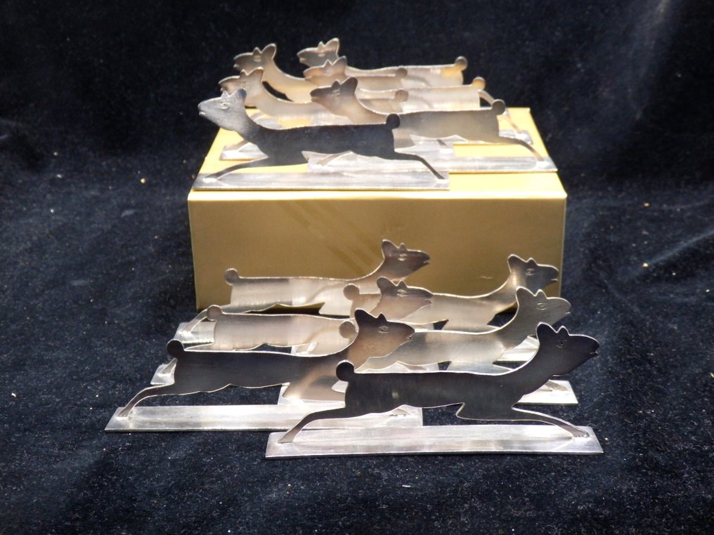 Prachtige set van 12 verzilverde Messenleggers thema Hertjes - Θήκη μαχαιριών (12) - Μέταλλο, Επάργυρο #2.1