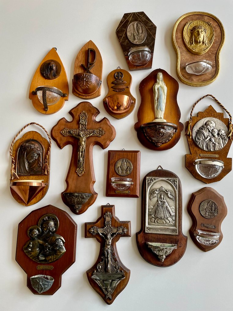 老式 圣水洗礼盘 (14) - 1930-1940 - 十字架，圣水盆  #1.0