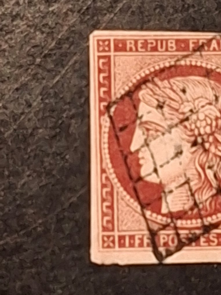 Γαλλία 1849/1849 - Ceres N° 6 Carmin, πολύ όμορρα περιθώρια. #1.0