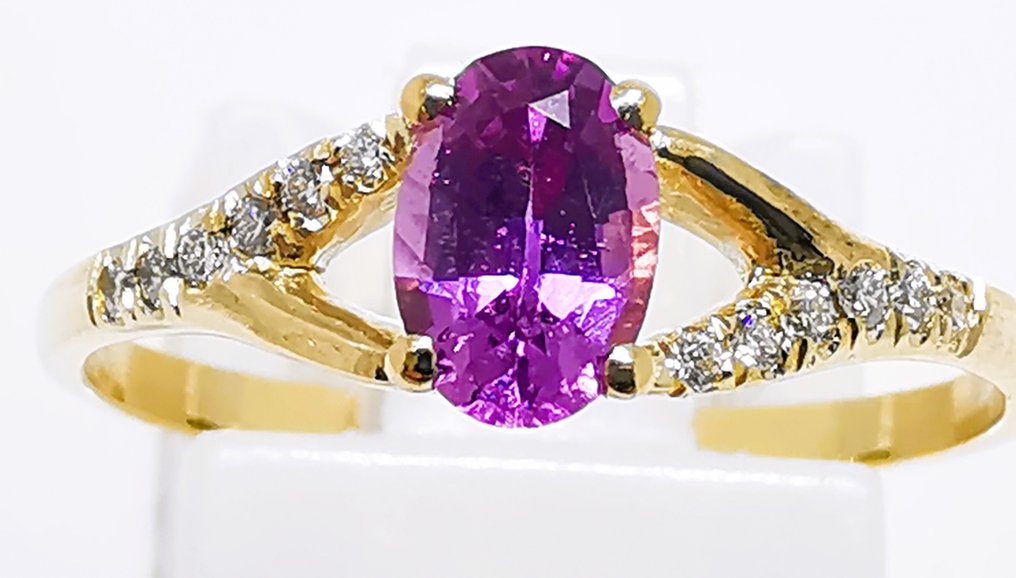 沒有保留價 - 戒指 - 14 克拉 黃金 - 0.63ct. tw. 藍寶石 - 鉆石 #2.1