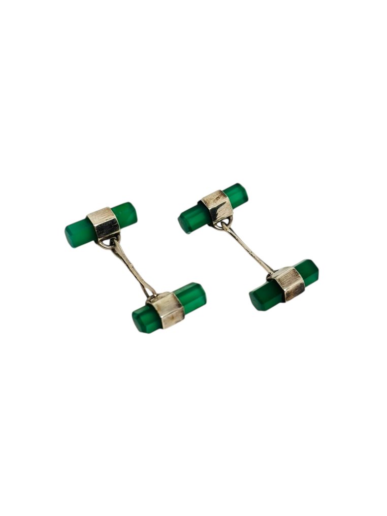 Ingen mindstepris - Manchetknapper Sølv Kalcedon - Art deco #1.0