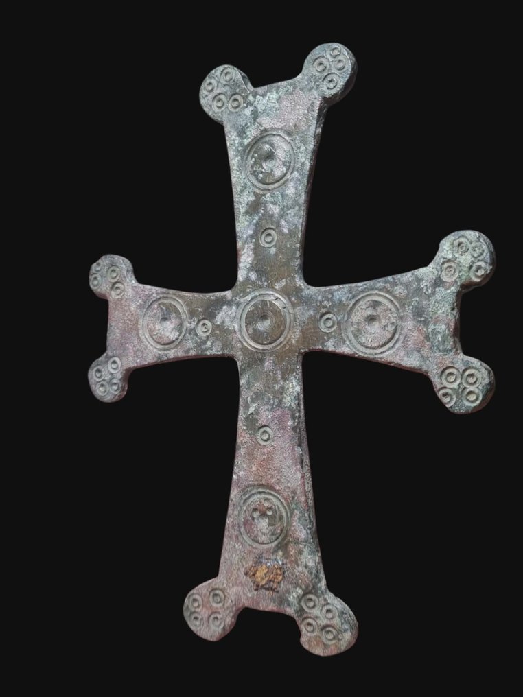 Keskiaikainen, ristiretkien aika Pronssi, Upea ja valtava risti Riipus #1.0