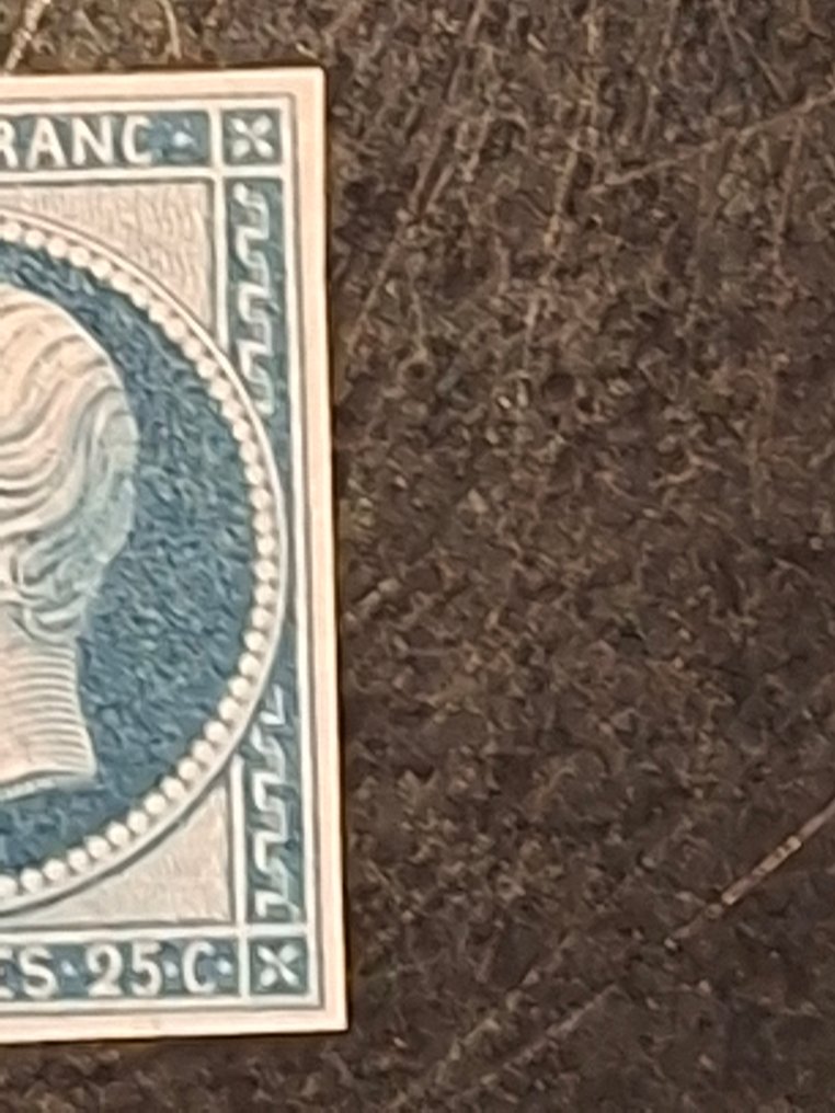 Γαλλία 1849/1849 - Présidence N° 10 Μπλε Πράσινο εννέα χωρίς κόλλα, επανεκτύπωση του 1862, υπέροχο πιστοποιητικό #3.2