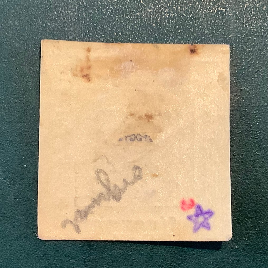 Autriche 1858 - Krantenzegel : cachet de cire avec un double aigle de 4 Kr et un velours de bord - approuvé. - Michel 4Xb #2.1