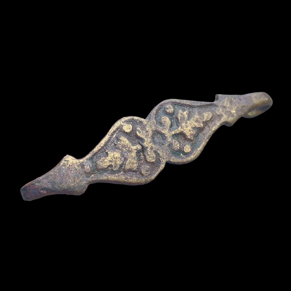 Middelalder Kopperlegering Sjælden middelalderligt dekoreret klædningsspænde - 64 mm (Ingen mindstepris) #4.3