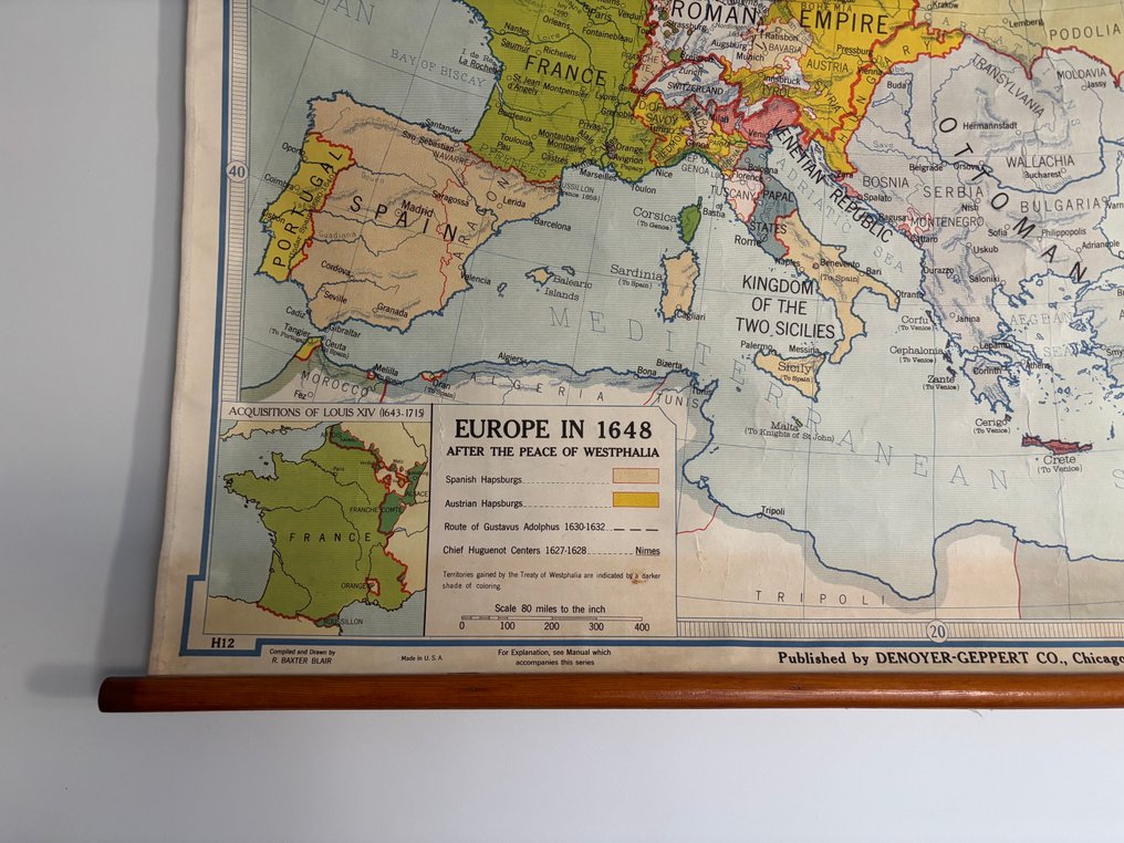 Affiche scolaire originale - Europe in 1648 - 1950s #1.0