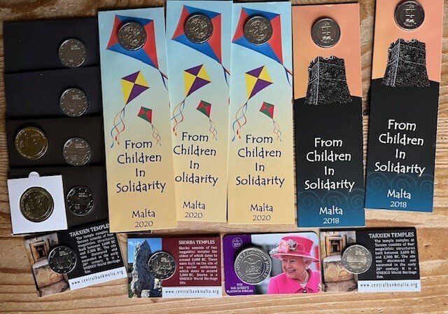 Malta. 2 Euro / 2 1/2 Euro / 5 Euro 2014/2022 (15 stuks) (Ingen reservasjonspris) #1.0