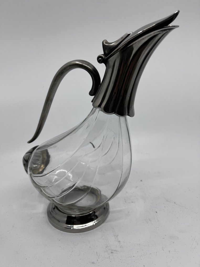 Vaseformet kande - Glas, Forsølvet - waterkan schenkkan #1.0