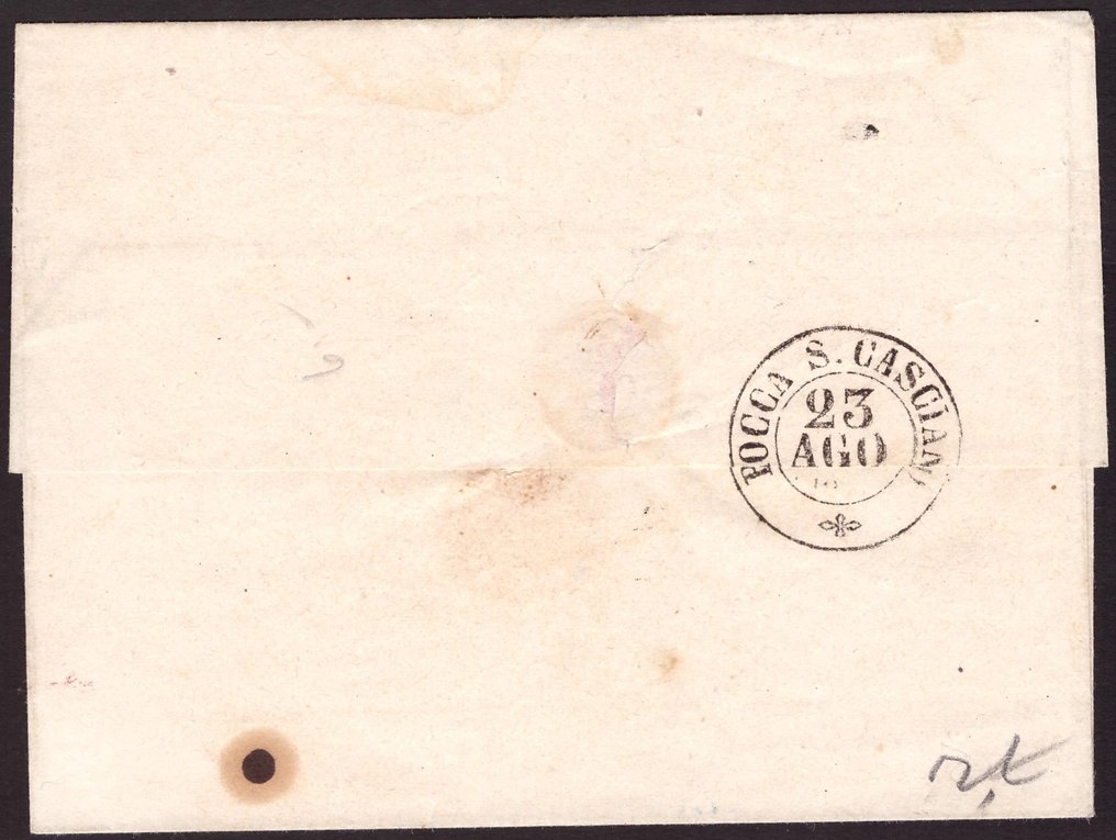 意大利古國－薩丁尼亞 1861 - 带有10个C的信件，在浴室使用，4个点 - Sassone  14Cf #2.1