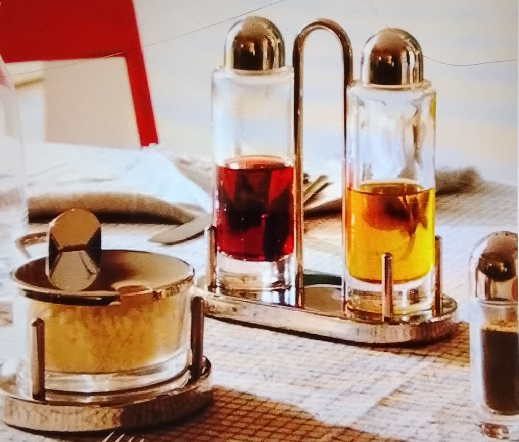 Alessi - Ettore Sottsass - 調味瓶套裝 - 5070 - 不锈钢与水晶 #2.1