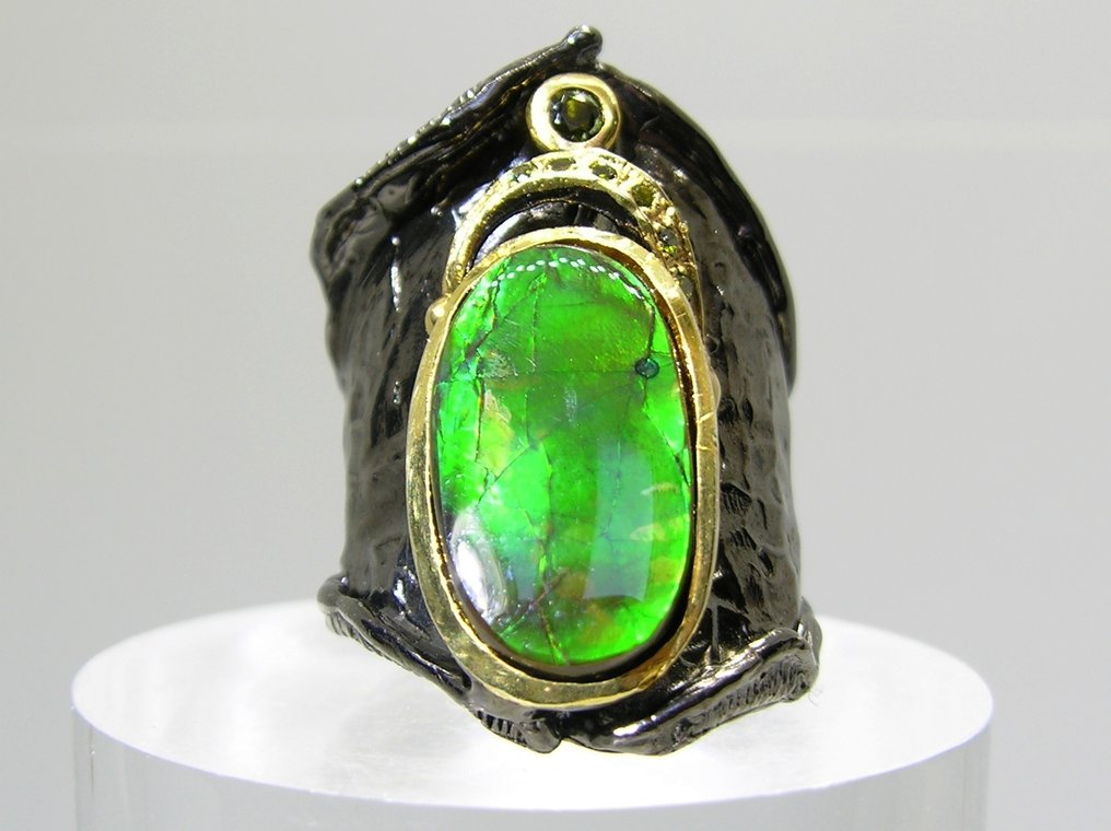 Αμμολίτης δαχτυλίδι - Ύψος: 32 mm - Πλάτος: 27 mm- 14.5 g - (1) #1.0