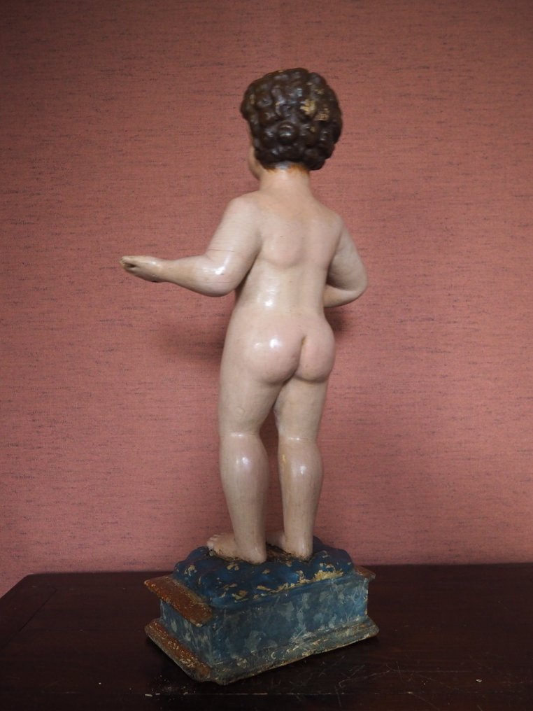Statue, A Polychrome Carved Wood Figure of the Christ Child, Spain, 17th Century - 51 cm - Tre #3.2