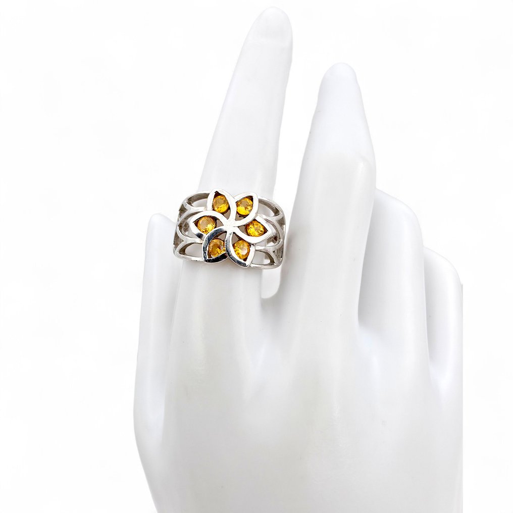 χωρίς τιμή ασφαλείας - Δαχτυλίδι Ασημί - Citrine (Certified) #3.2