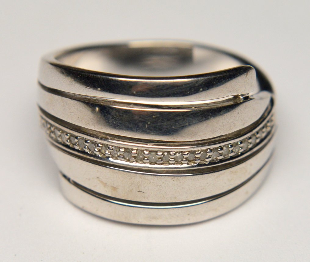 Nincs minimálár - Gyűrű 925 ezüst Gyémánt (Természetes)  - Gyémánt - 0,125 ct #3.2