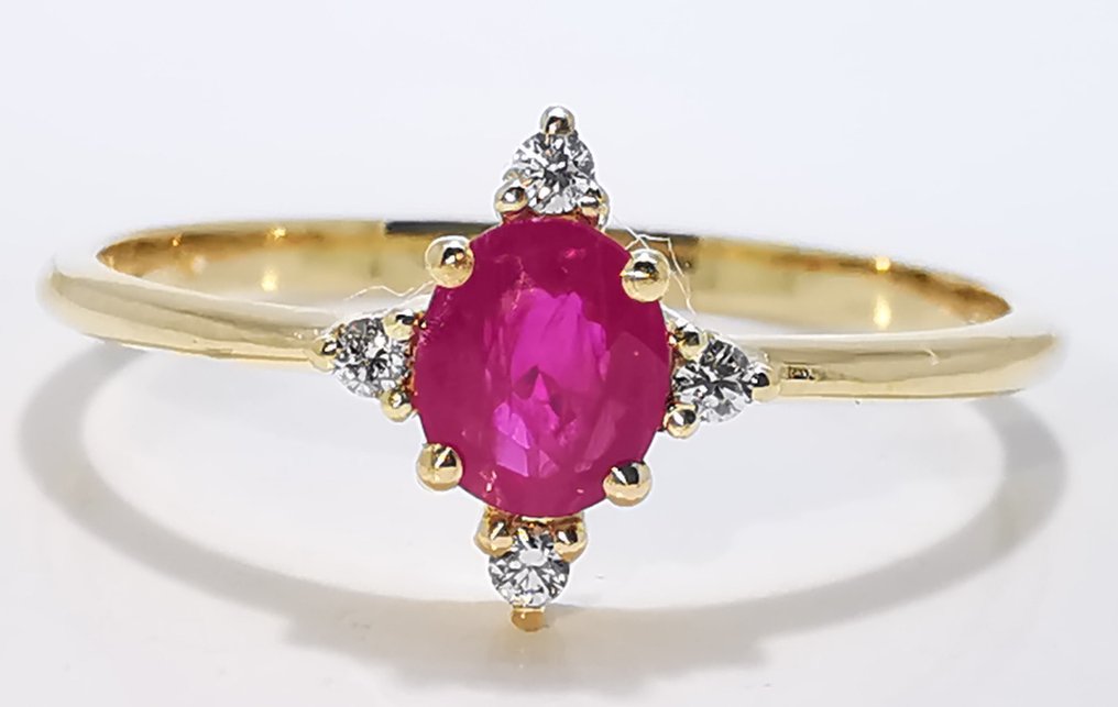 χωρίς τιμή ασφαλείας - Δαχτυλίδι - 14 καράτια Κίτρινο χρυσό - 0.38ct. tw. Ρουμπίνι - Διαμάντι #3.2