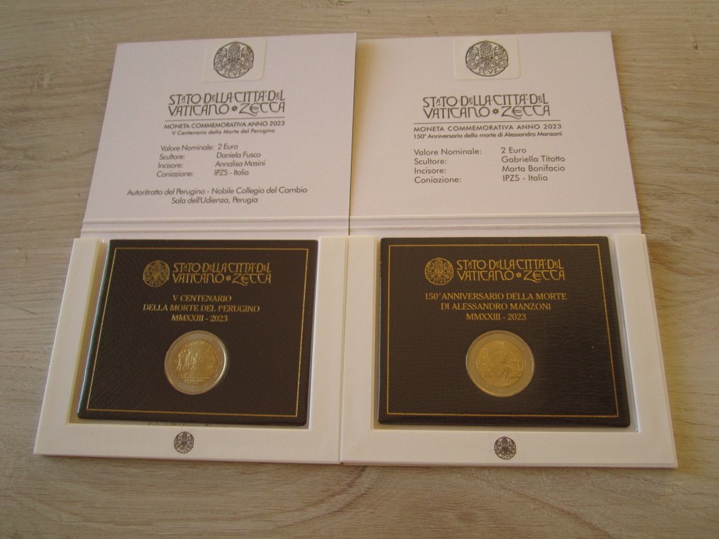 Βατικάνο. 2 Euro 2023 "Perugino" + "Manzoni" (2 monete) (χωρίς τιμή ασφαλείας) #1.0
