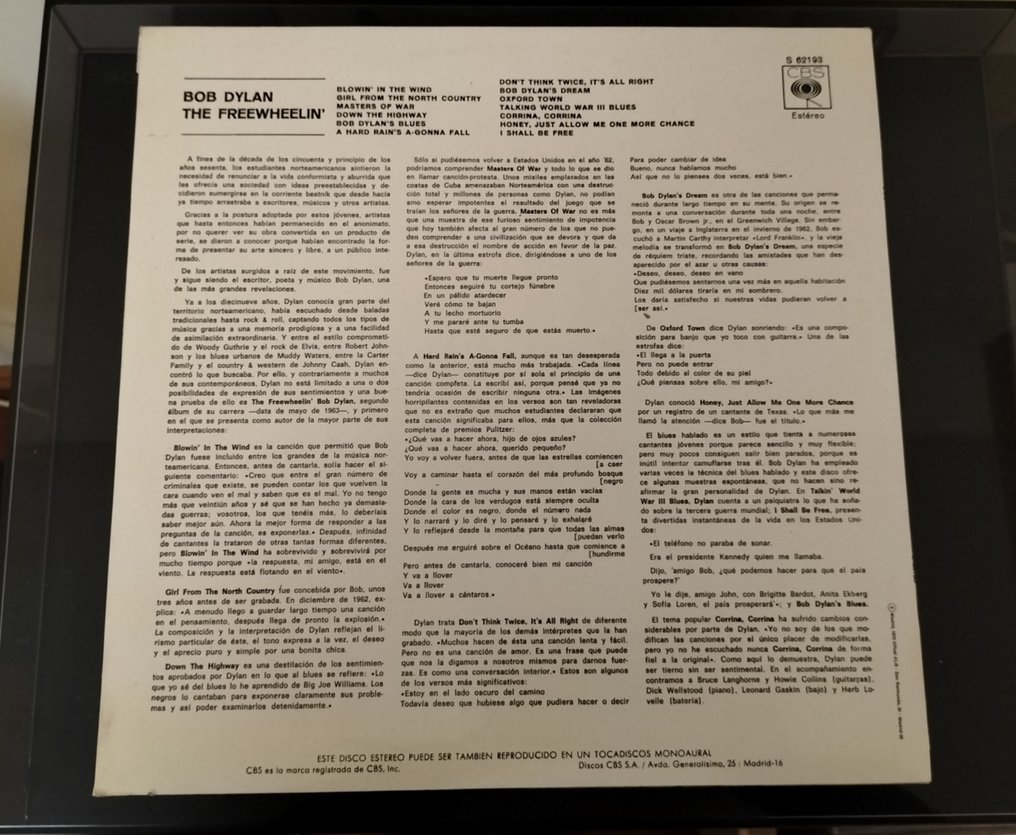 Bob Dylan - The Freewheelin' - Álbum LP (artículo independiente) - Reemisión - 1963 #3.2