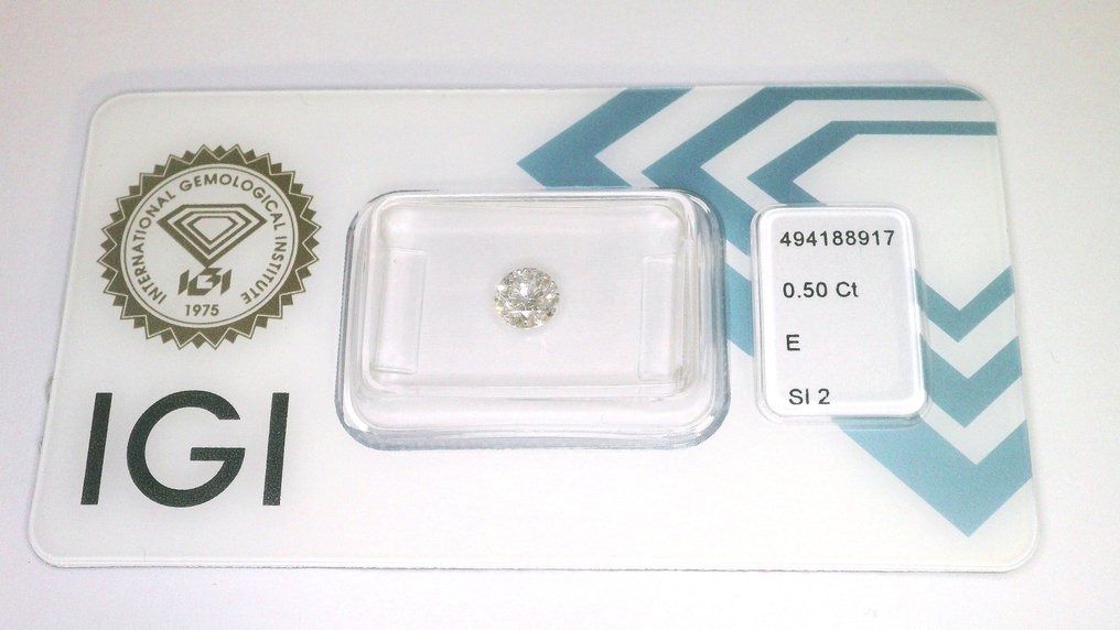 2 pcs 鑽石  (天然)  - 1.00 ct - 圓形 - E(近乎完全無色) - SI2 - 國際寶石學院（International Gemological Institute (IGI)） #2.1