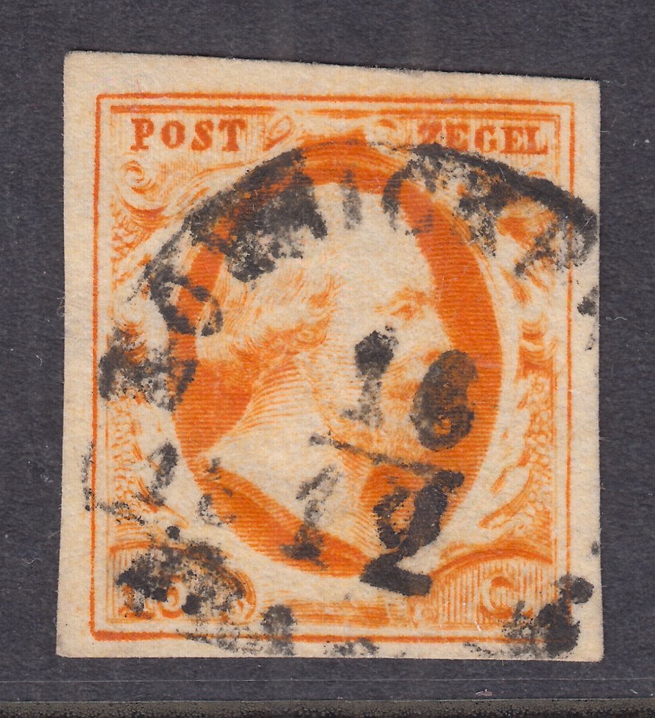 Ολλανδία 1852 - Ο Κονίν Γουίλεμ ΙΙΙ, με σπάνιο ημισέληνο Monnickendam B. - NVPH 3 #1.0