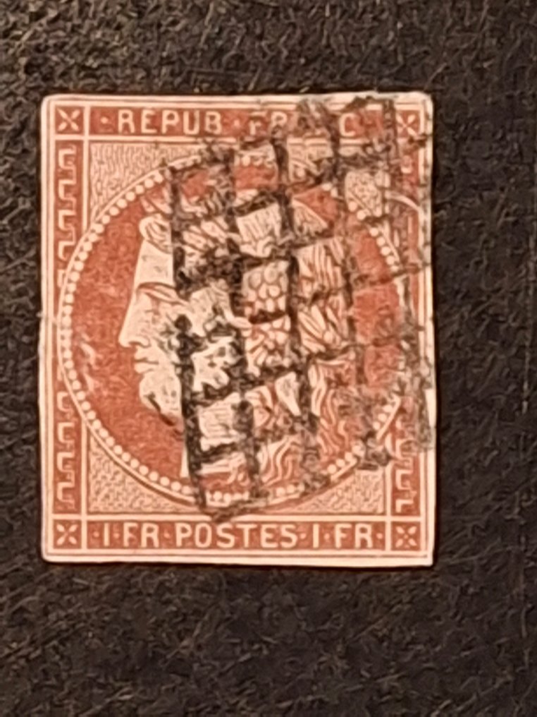 法國 1849/1849 - Ceres N° 6A 红褐色已盖销，附有证书 #1.0