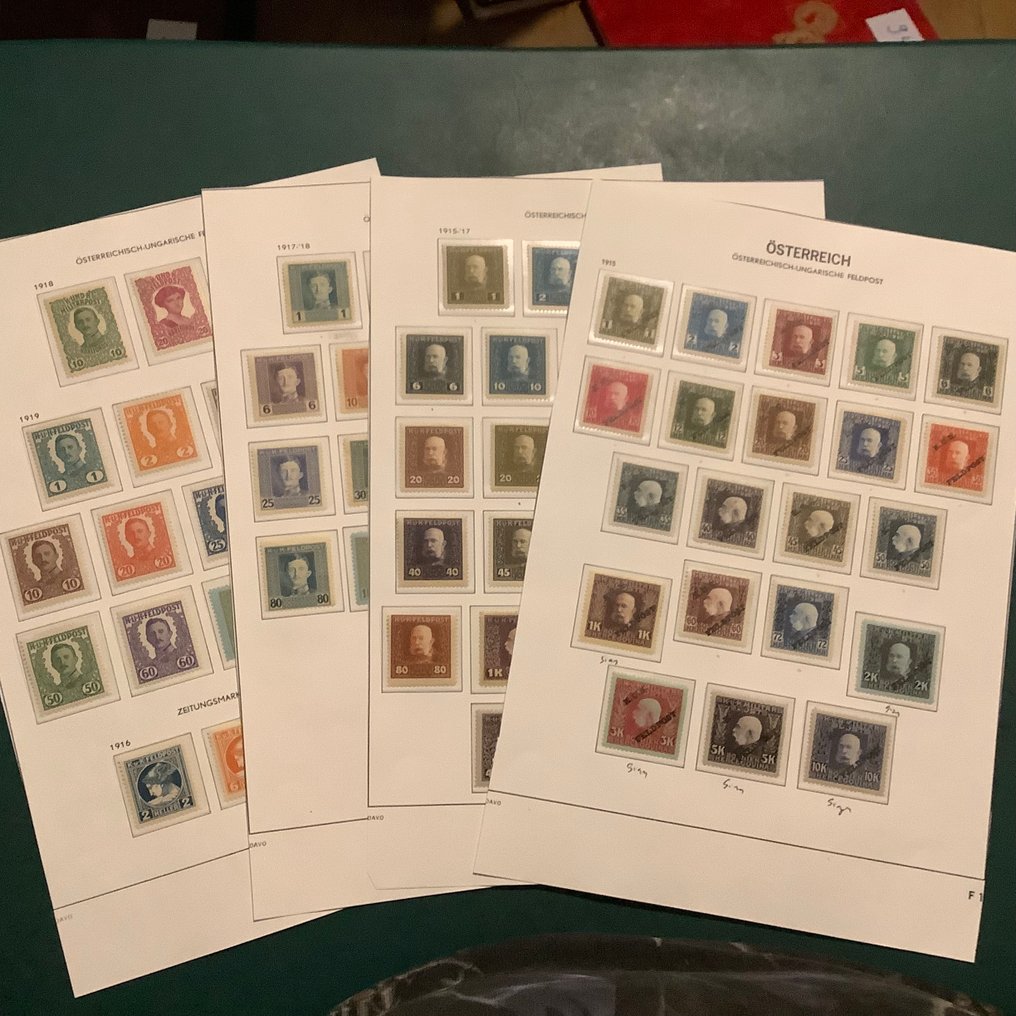 奥地利 - 匈牙利 - 军事邮件 1915/1918 - 完整收藏,包括未发行的邮票。 - Michel 1/75 en I/XIV #1.0