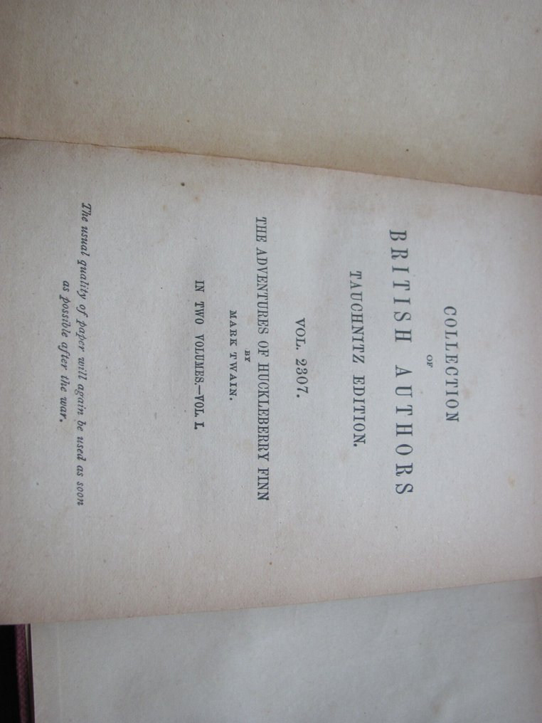 Mark Twain - The adventures of Huckleberry Finn Tauchnitz edition in two volumes. - 1885 #3.2