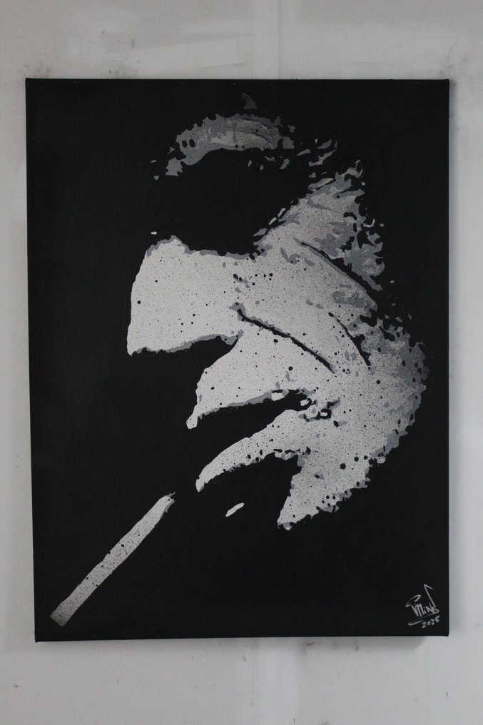 The Rolling Stones - Keith Richards - handpainted and signed painting - by PopArt Artist Vincent - Portrait #1.0