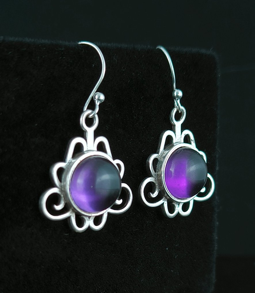 Ametyst - Sølv - Øreringe - Sterlingsølv øreringe #2.1