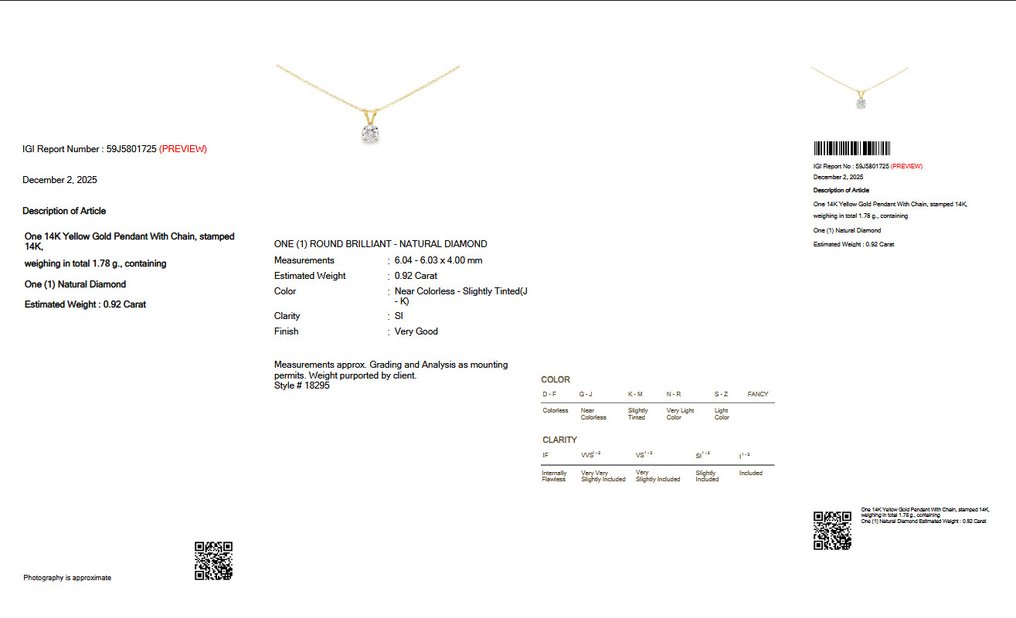χωρίς τιμή ασφαλείας - Κολιέ με μενταγιόν - 14 καράτια Κίτρινο χρυσό -  0.92ct. tw. Διαμάντι (Φυσικό) - ΙΓΙ #2.1