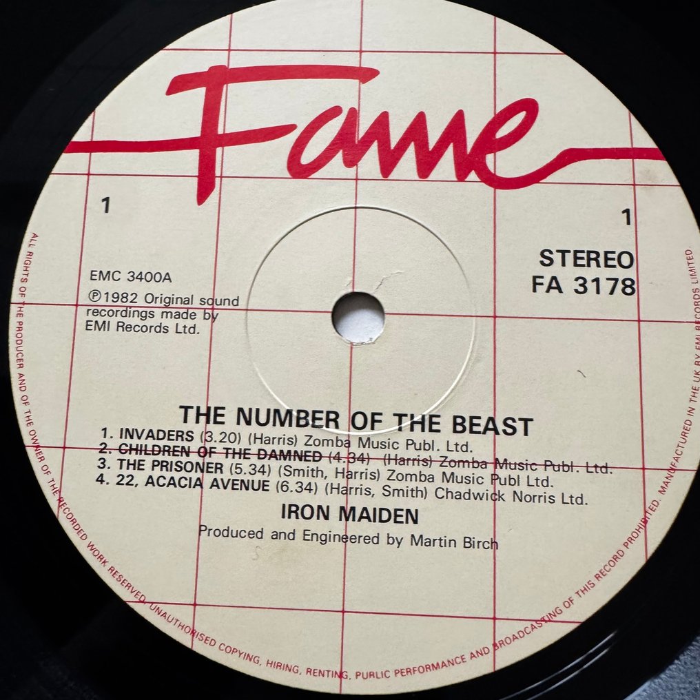 Iron Maiden - The Number Of The Beast [UK pressing] - LP - 1. Stereopressung - 1982 #3.2