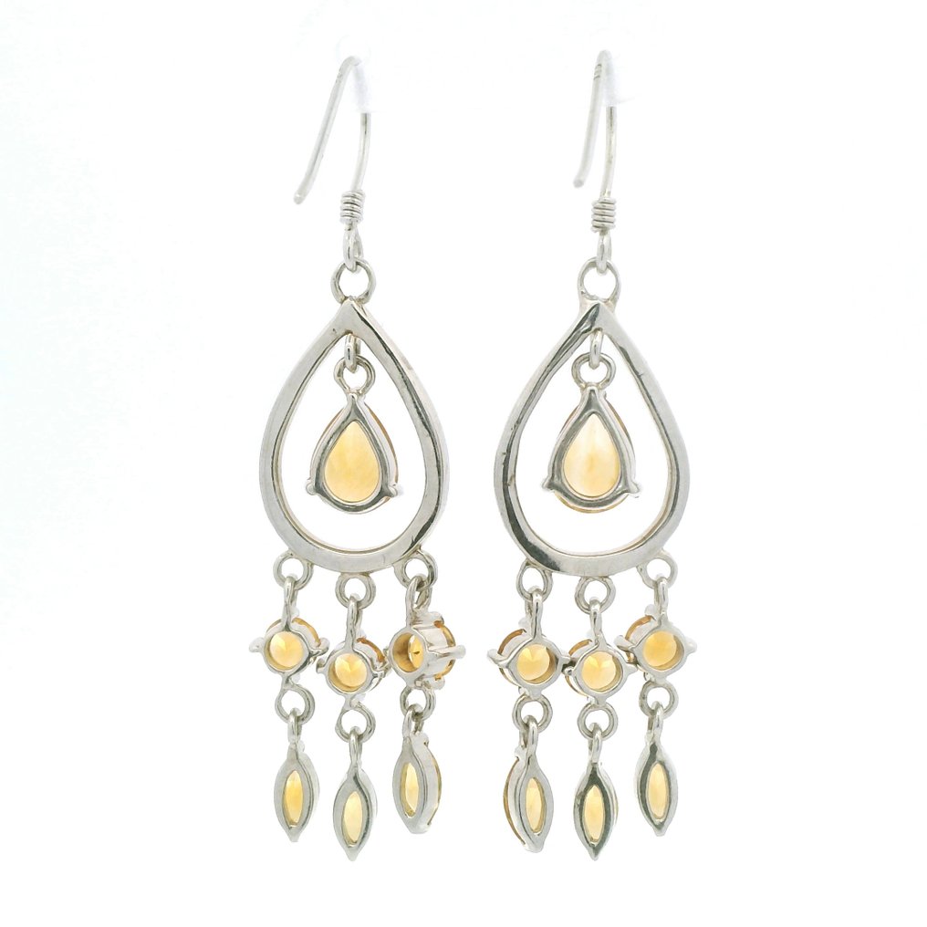 Sem preço de reserva - Brincos gota Prata, Brincos de prata 925 com citrino em estilo candelabro – 7,16 g Citrino #3.2