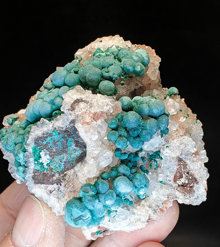 Malakit på kvarts Ny opdagelse Krystaller i indlejring - Højde: 7 cm - Bredde: 6 cm- 177 g #4.3