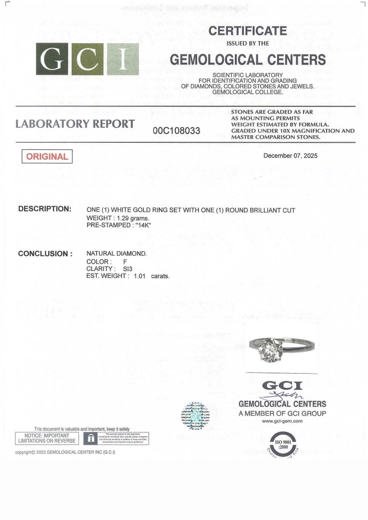 χωρίς τιμή ασφαλείας - Δαχτυλίδι αρραβώνων - 14 καράτια Λευκός χρυσός -  1.01ct. tw. Διαμάντι (Φυσικό) #3.2