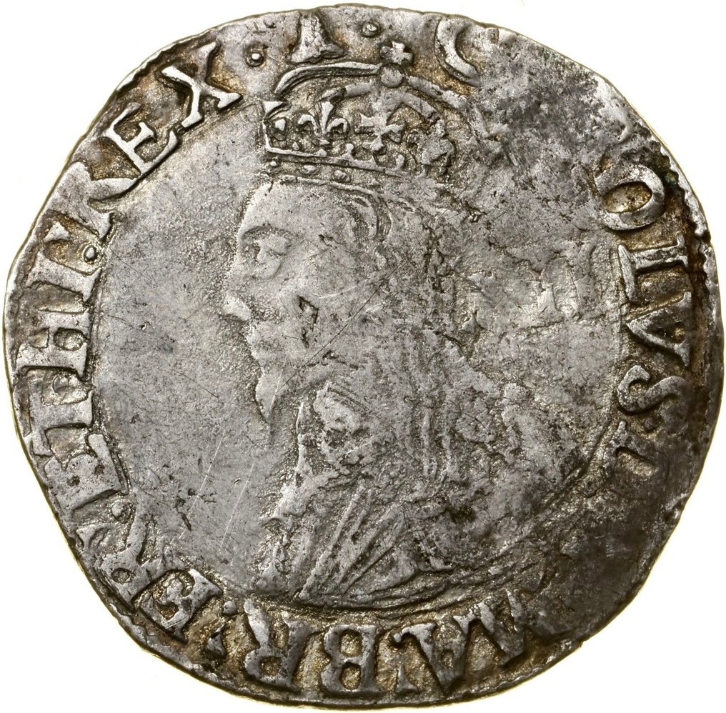 Angleterre. King Charles I (1625-1649). 1 Silver Shilling 1634–1635 London, Mint mark: Bell - first type - extremely rare #1.0
