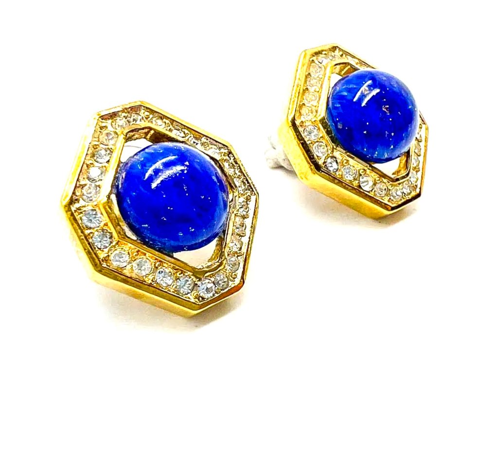 Christian Dior - Lapislázuli - Bañado en oro - Pendientes - Pendientes con estilo statement #1.0