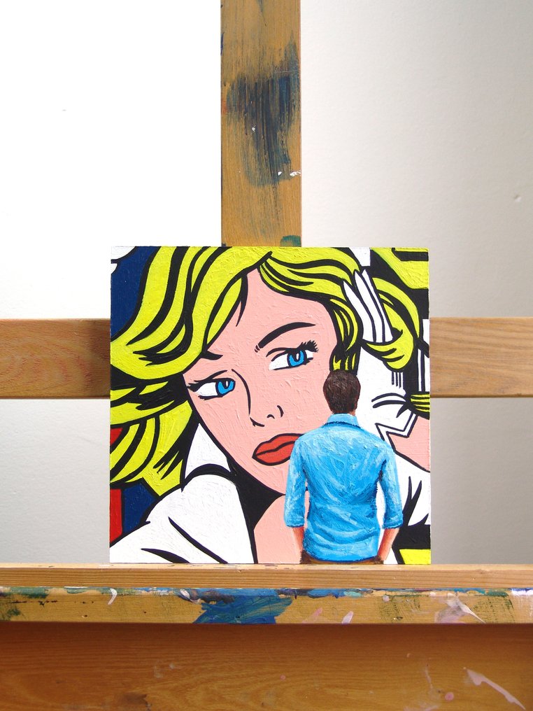 Gerard Boersma (1976) - Maybe (painting of a man enjoying a painting by Roy Lichtenstein) #1.0