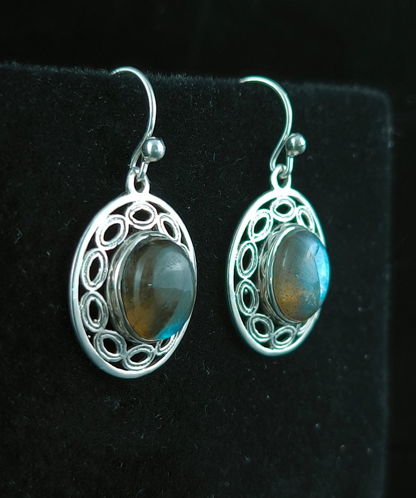 Silber - Ohrringe - Labradorita Sterlingsilber #2.1