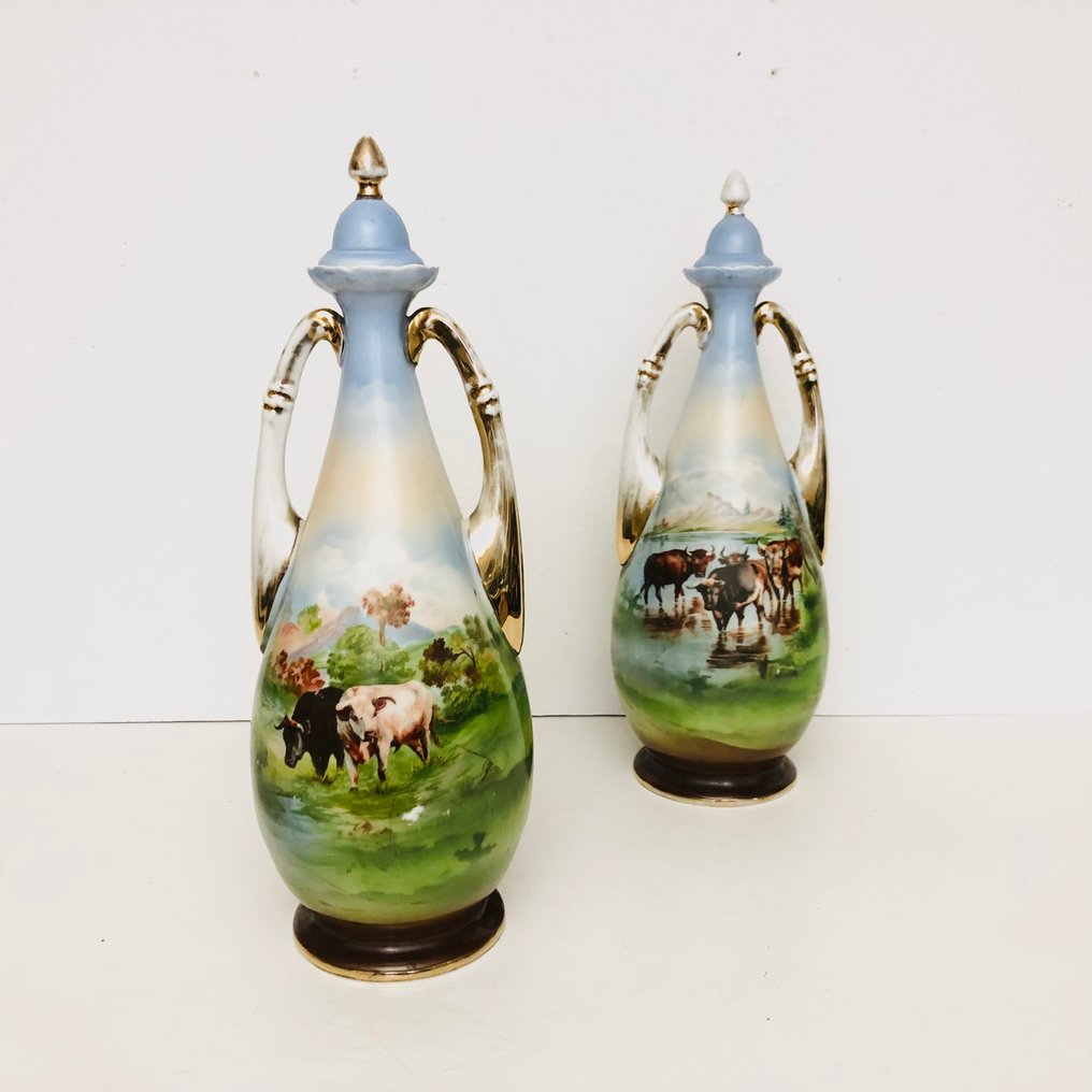 Βάζο με διπλά χερούλια (2)  - Πορσελάνη - Βάζο Victoria Austria #1.0