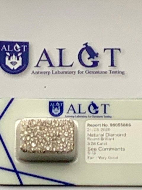 Utan reservationspris - 213 pcs Diamant  (Naturligt färgad)  - 3.28 ct - Rund - Fancy light Brun - SI1, I3 - Antwerp Laboratory for Gemstone Testing (ALGT) - Färg Champagne #1.0