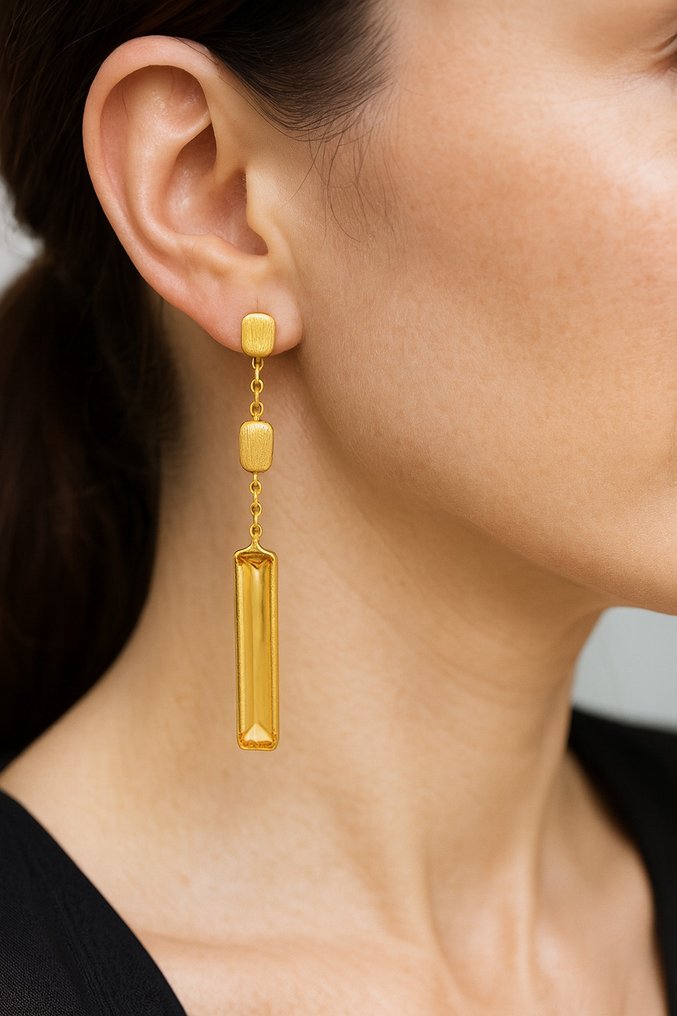 Ingen mindstepris - Øreringe - 14 karat Gulguld - 2.00ct. tw. Citrin #2.1