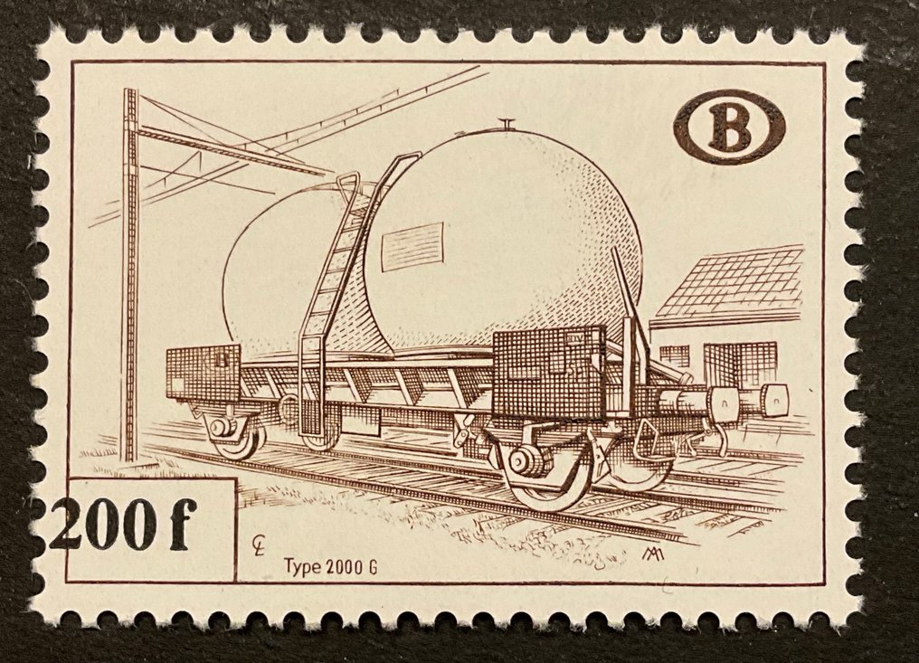 比利時 1960 - 铁路邮票 200法郎 浅棕色 - 好奇之物“移动的价值数字” - OBP/COB TR452-Cu #1.0