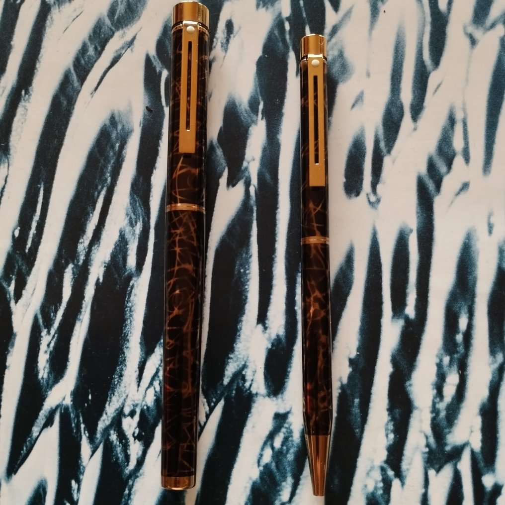 Sheaffer - Parure rare Fullset Sheaffer Targa USA Plume Or massif 18k et stylo bille - Füllfederhalter #3.2