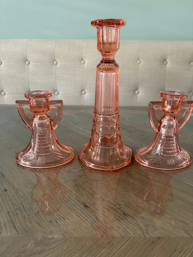 Val Saint Lambert - Charles Graffart, René Delvenne - Candleholder (3) - Glass - Luxval series #1.0
